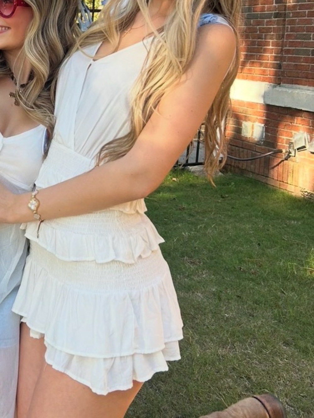 Women's White Tiered Ruffle dress